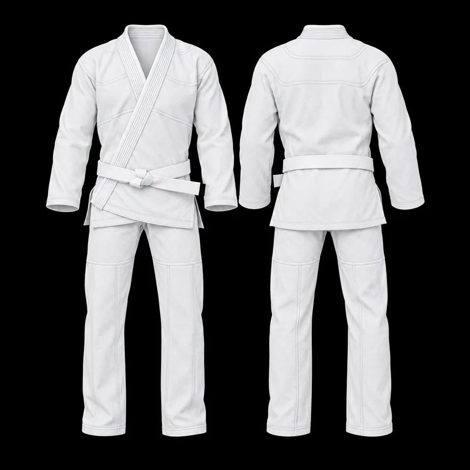 Premium Gi: Front view; blank white fabric