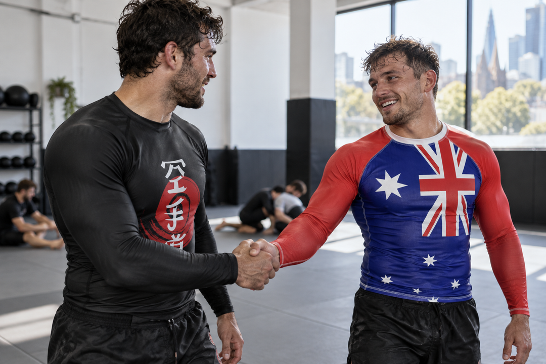 Combatra Black Edition vs Australia Flag BJJ Rashguard: Minimal or Statement Design? hero visual