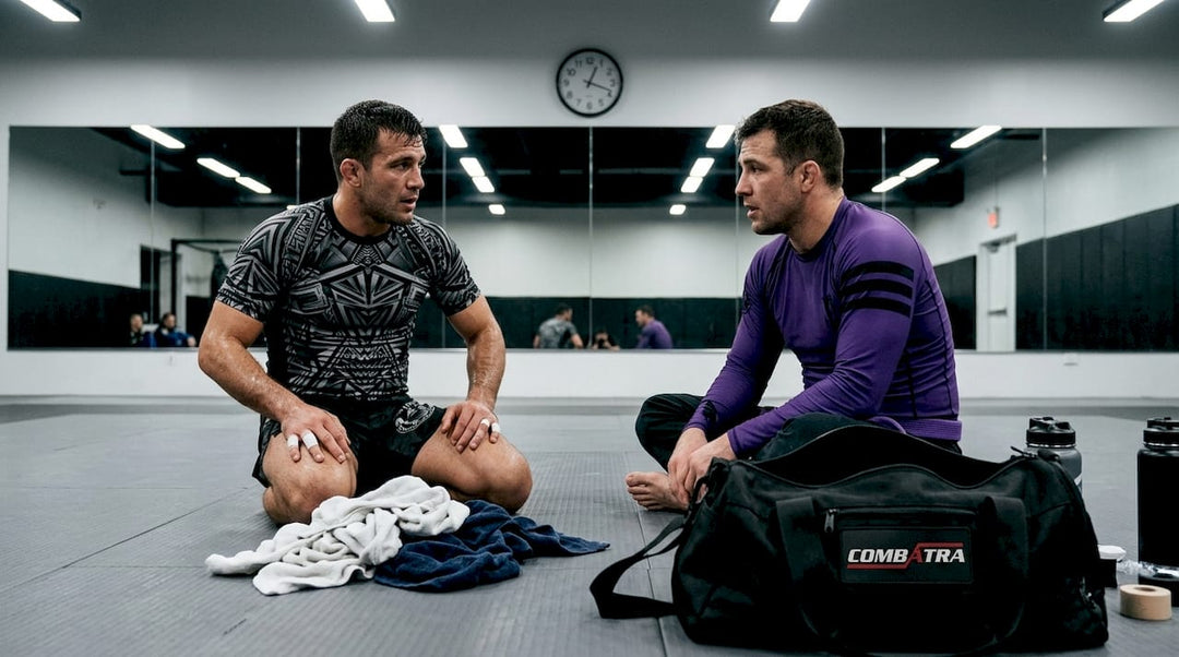 BJJ athletes resting in modern rashguards