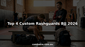 BJJ athletes in custom rashguards in gym