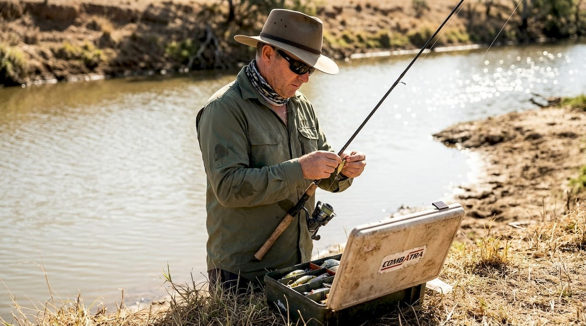 Australian angler wearing full sun protection gear