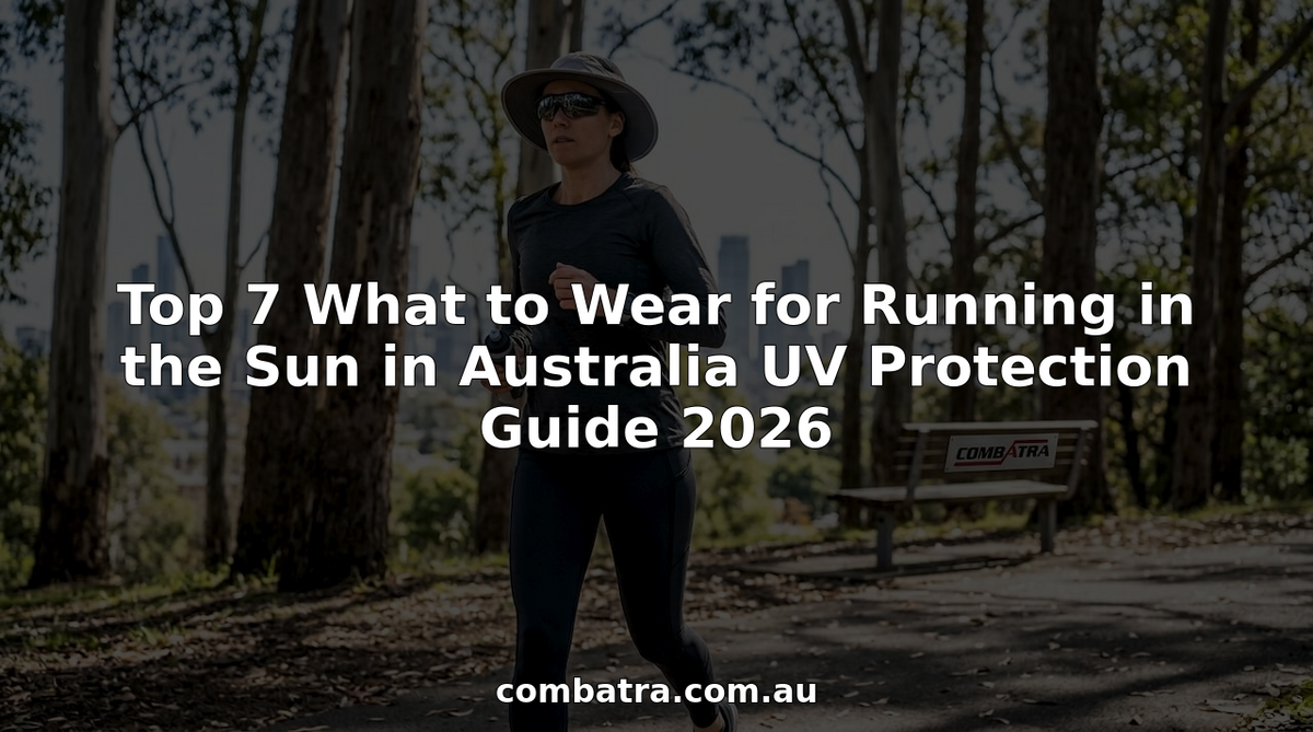 Runner in UV protective gear on sunny park path