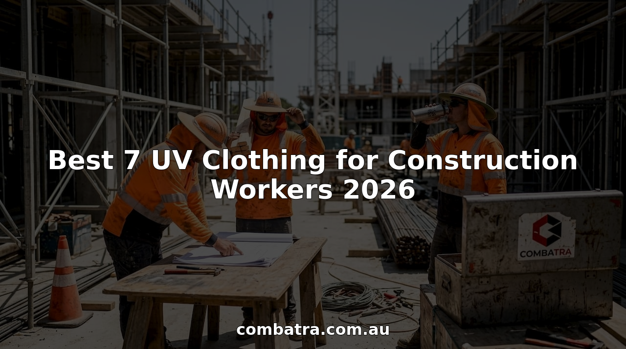 Construction workers in UV sun protective gear on site