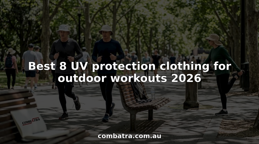 Adults exercising outdoors in UV protection clothing