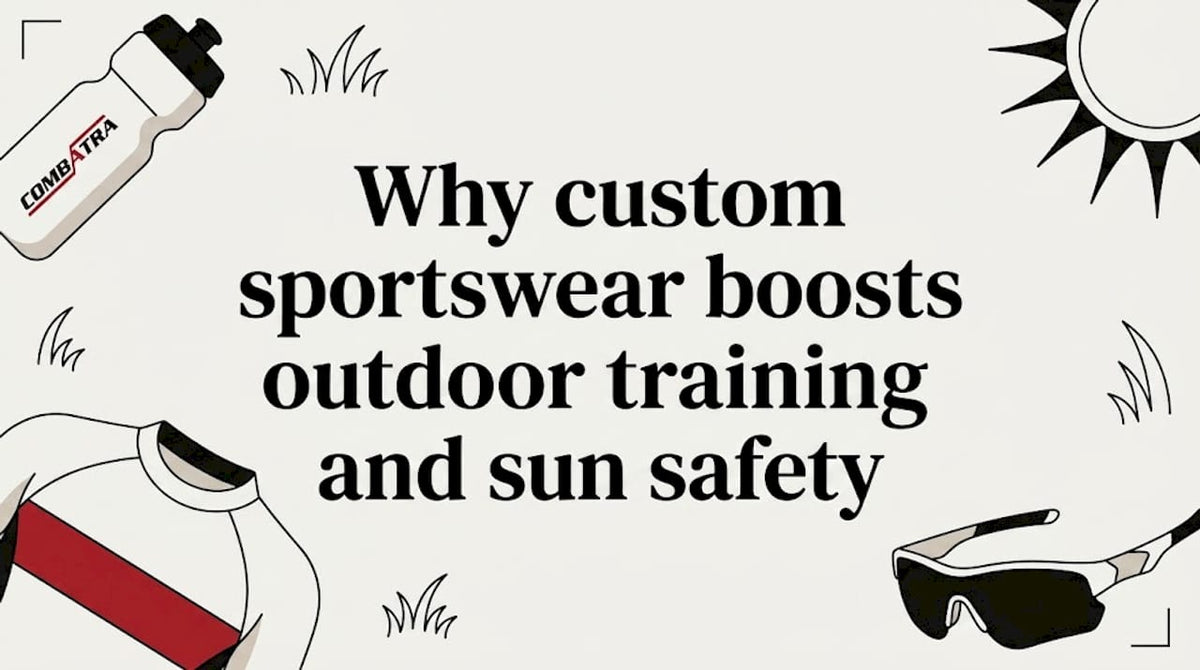 Decorative sportswear title card with sun and gear