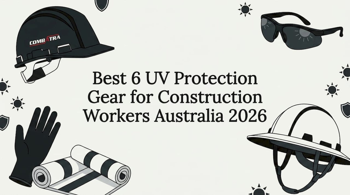 Flat vector illustrated title card with sun protection construction gear