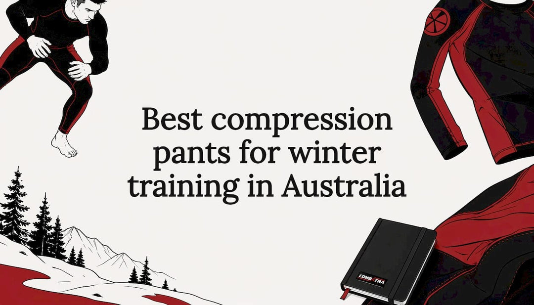 Decorative title card with compression pants and winter training theme