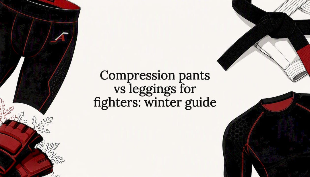 Decorative flat vector title card illustration for combat sports winter gear