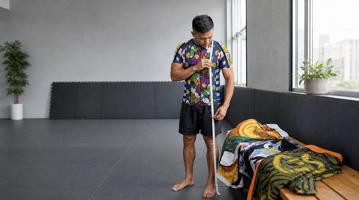 Three distinct Combatra BJJ gi designs prepared for a spring training weight comparison