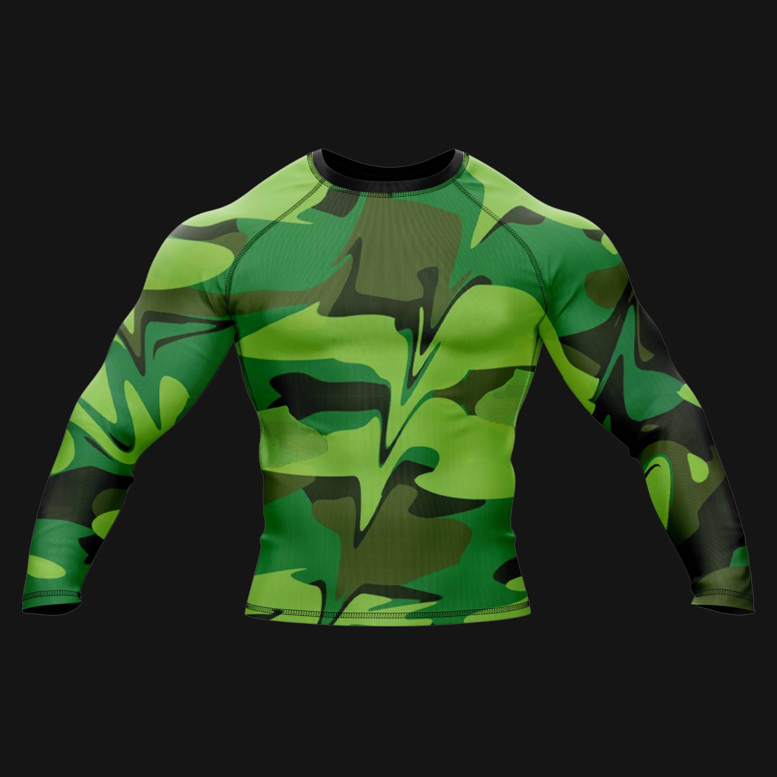 Green Camo Battle Field  Compression Rash Guard