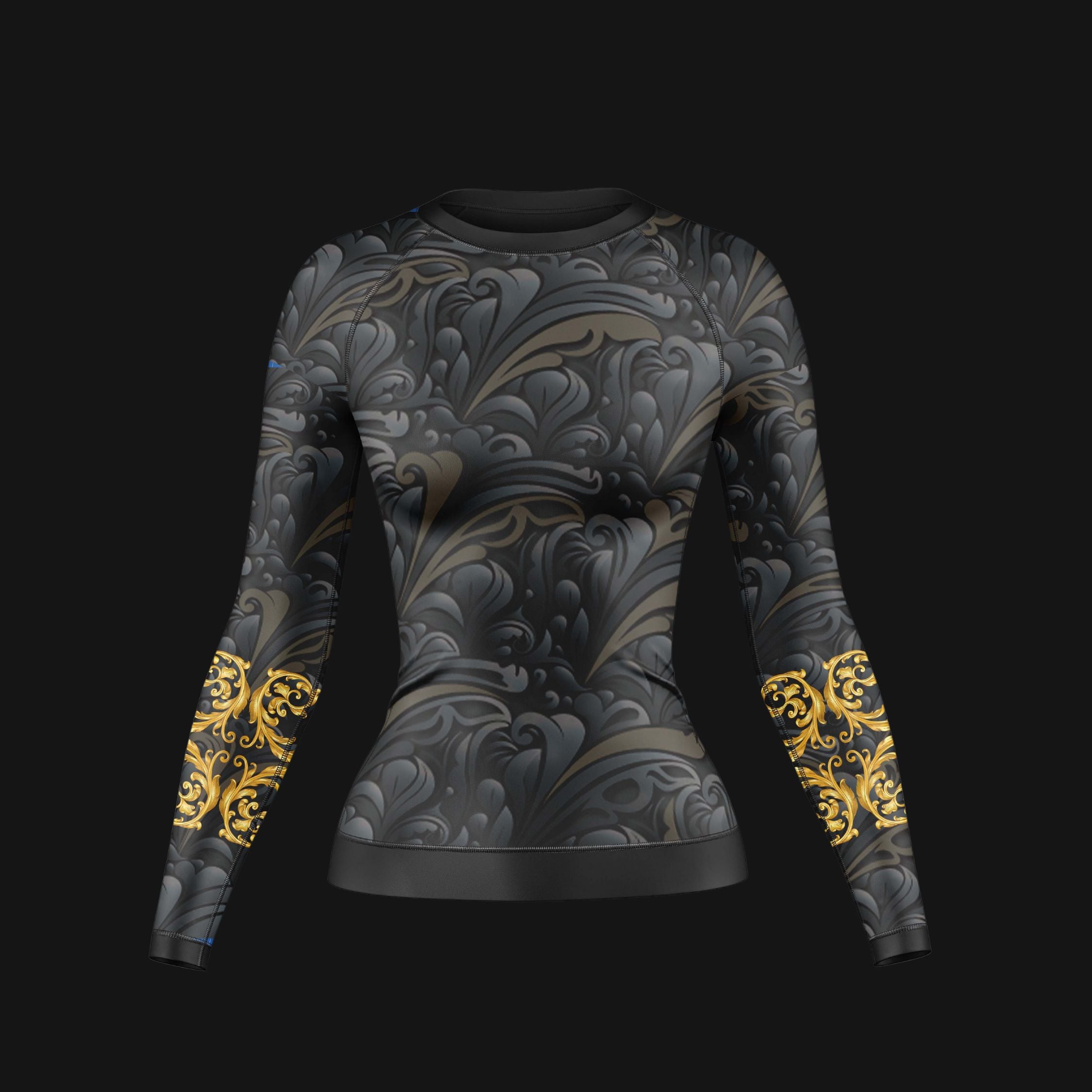 Golden Black Compression Rash Guard For Women