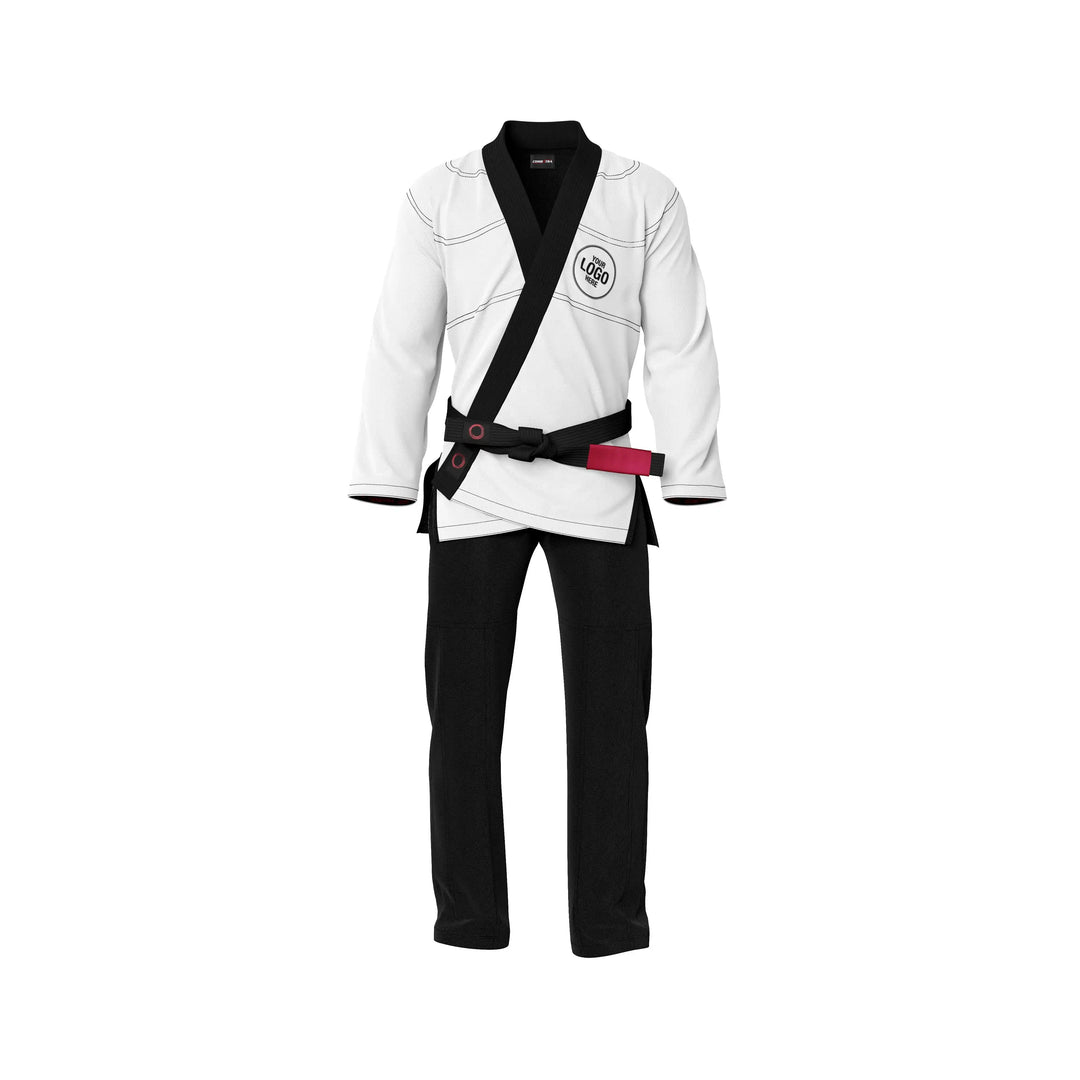 Combatra White &amp; Black Personalised BJJ Gi &amp; Custom Shirt Set