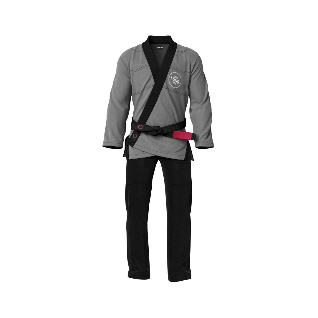 Combatra Grey Personalised BJJ Gi &amp; Custom Shirt Set