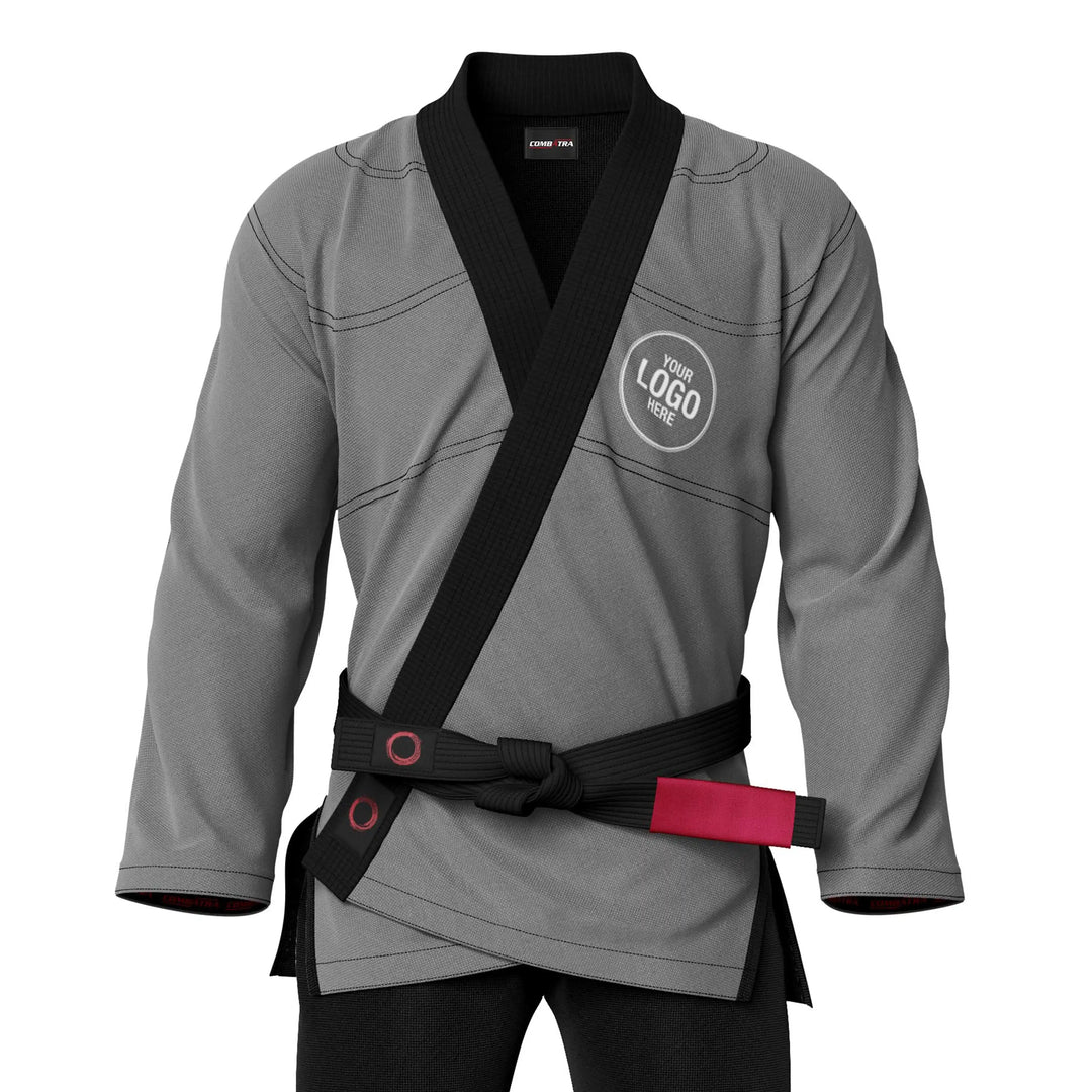 Combatra Grey Personalised BJJ Gi &amp; Custom Shirt Set