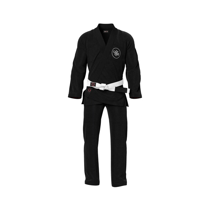 Combatra Plain Black Personalised BJJ Gi & Custom Shirt Set