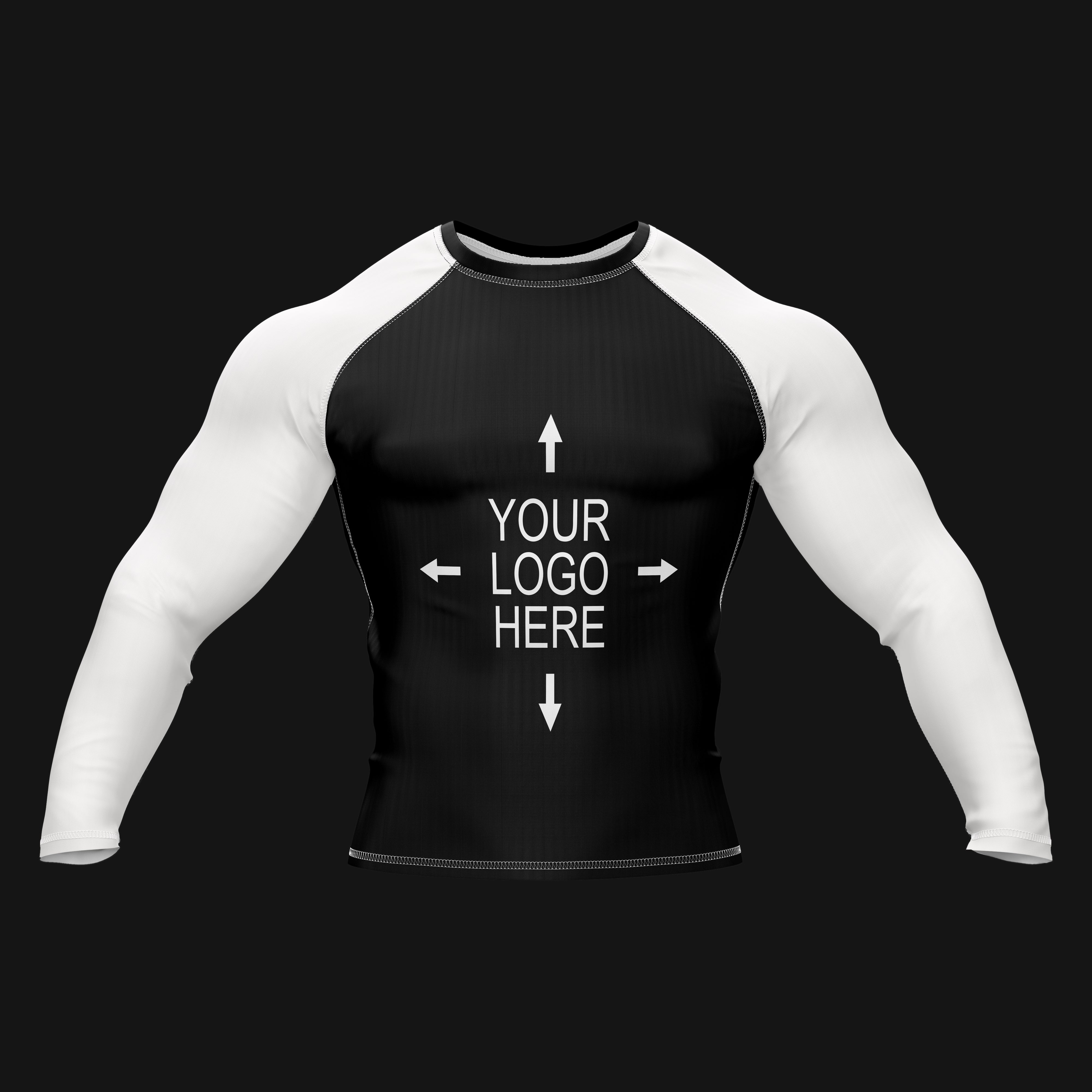 Customizable Black and White Compression Rashed Guard