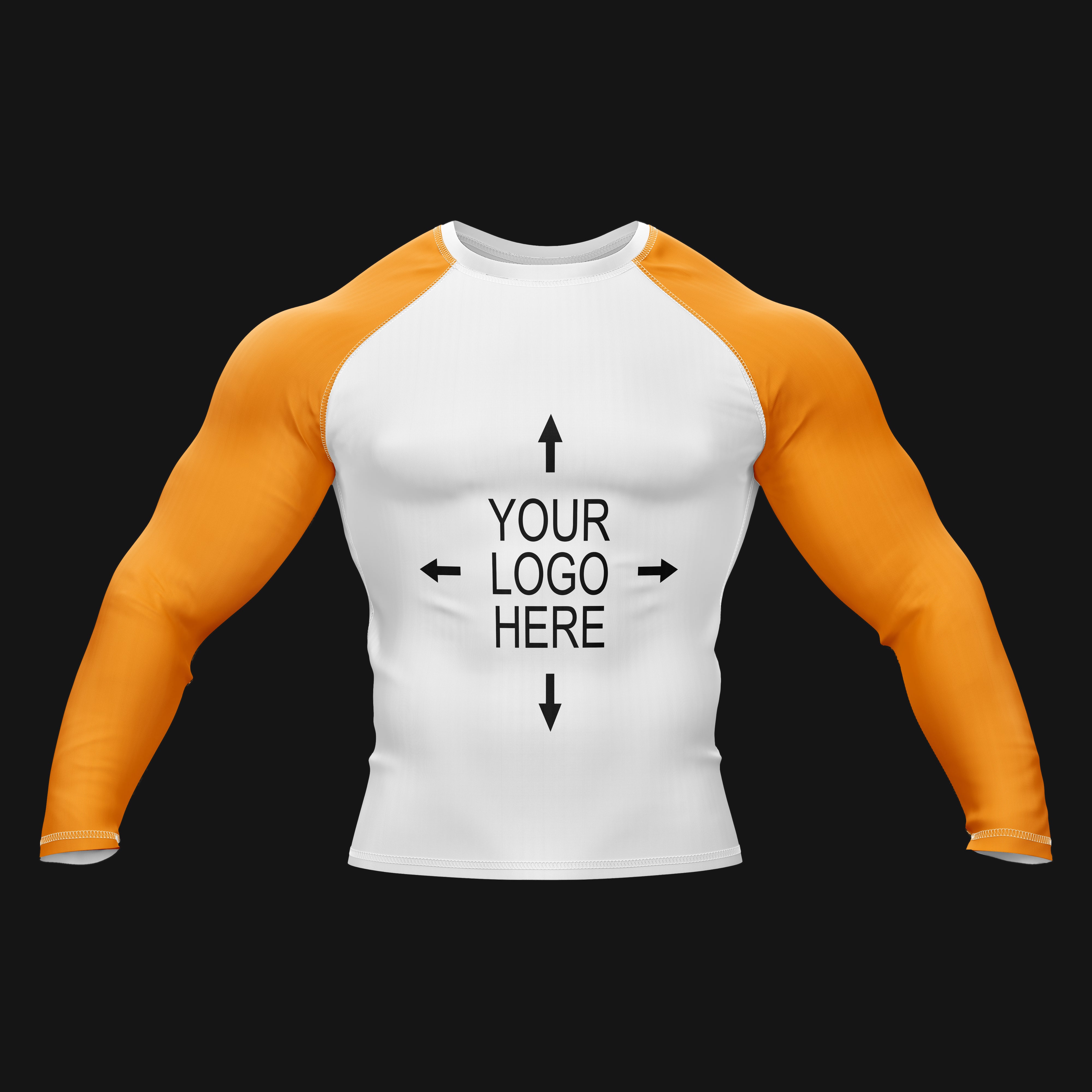 Customizable White and Orange Compression Rashed Guard