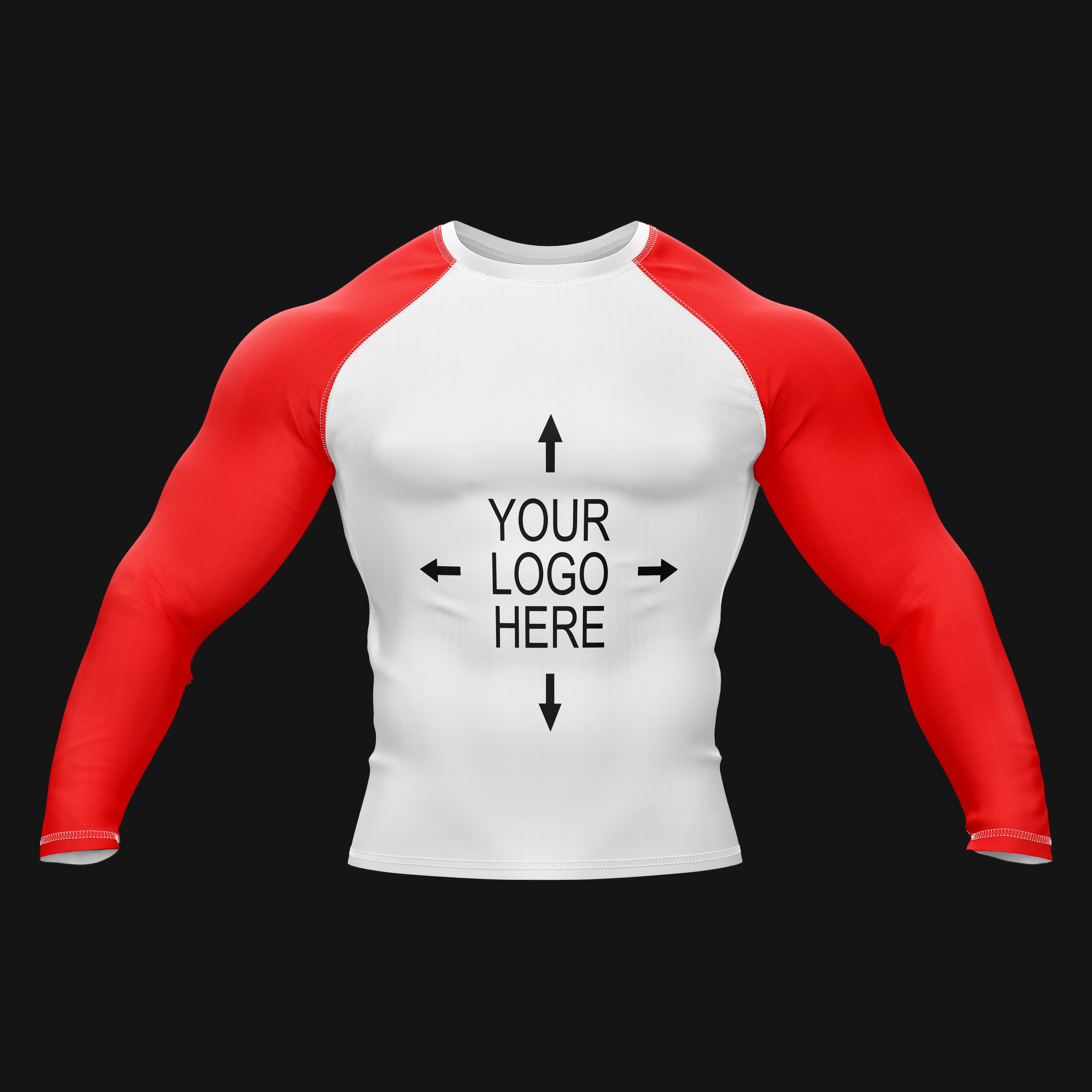 Customizable White and Red Compression Rashed Guard