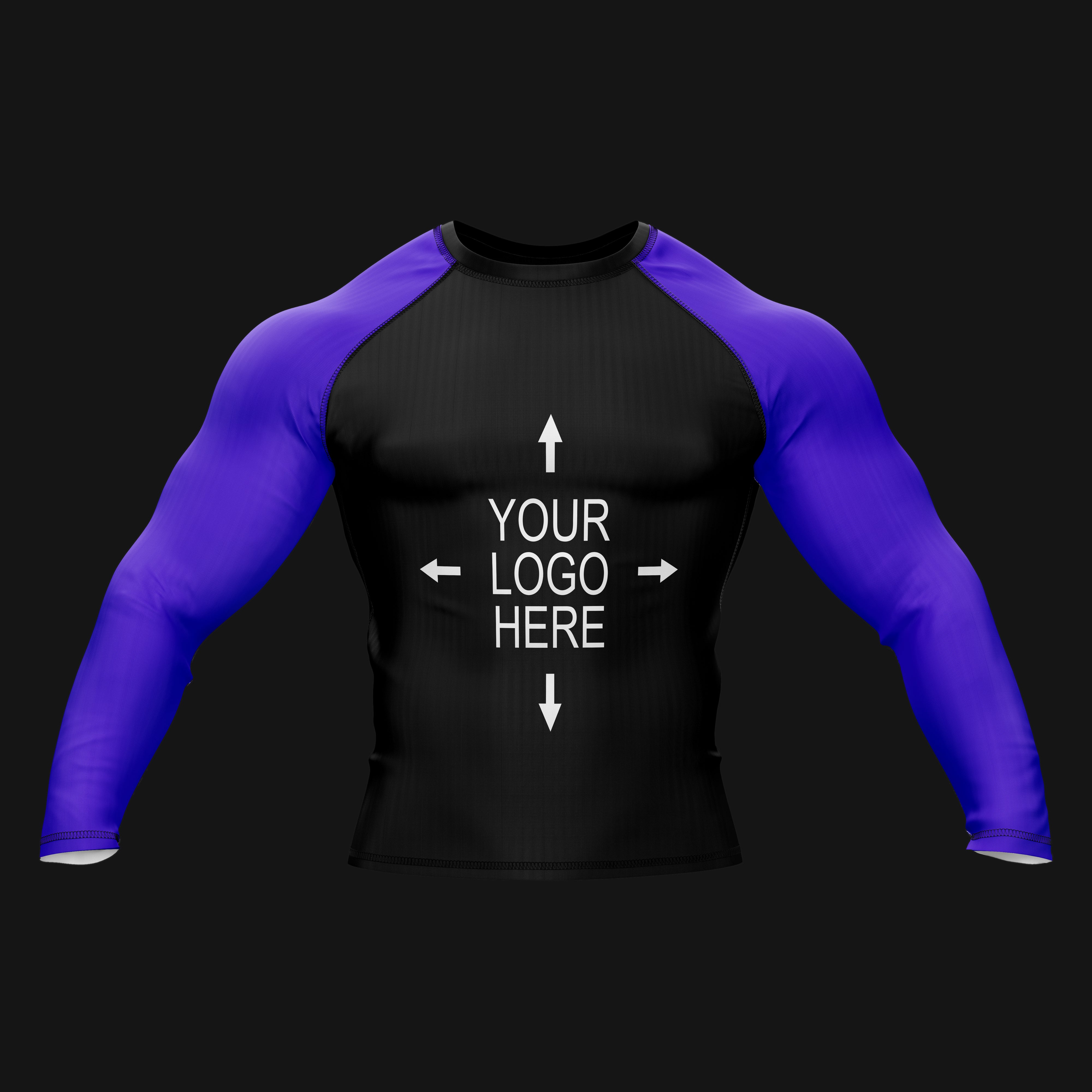 Customizable Black and Purple Compression Rashed Guard