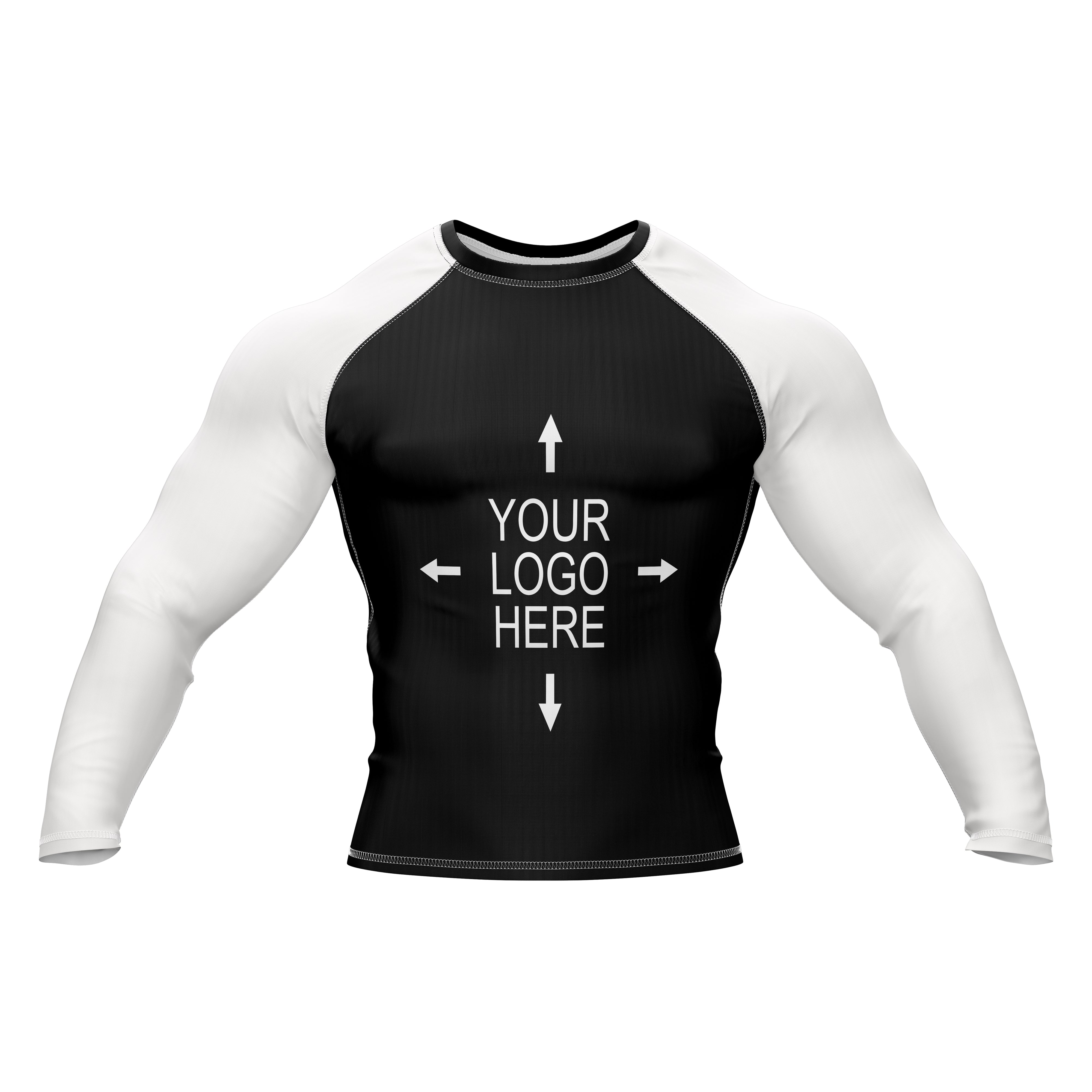 Customizable Black and White Compression Rashed Guard