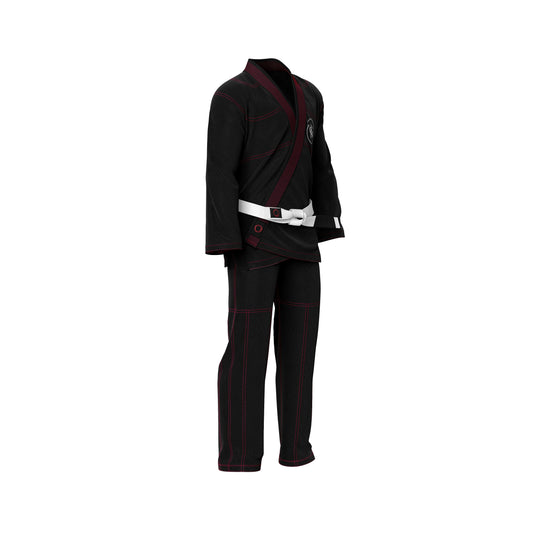 Custom Black Brazilian Jui Jitsu Gi with Red Threads