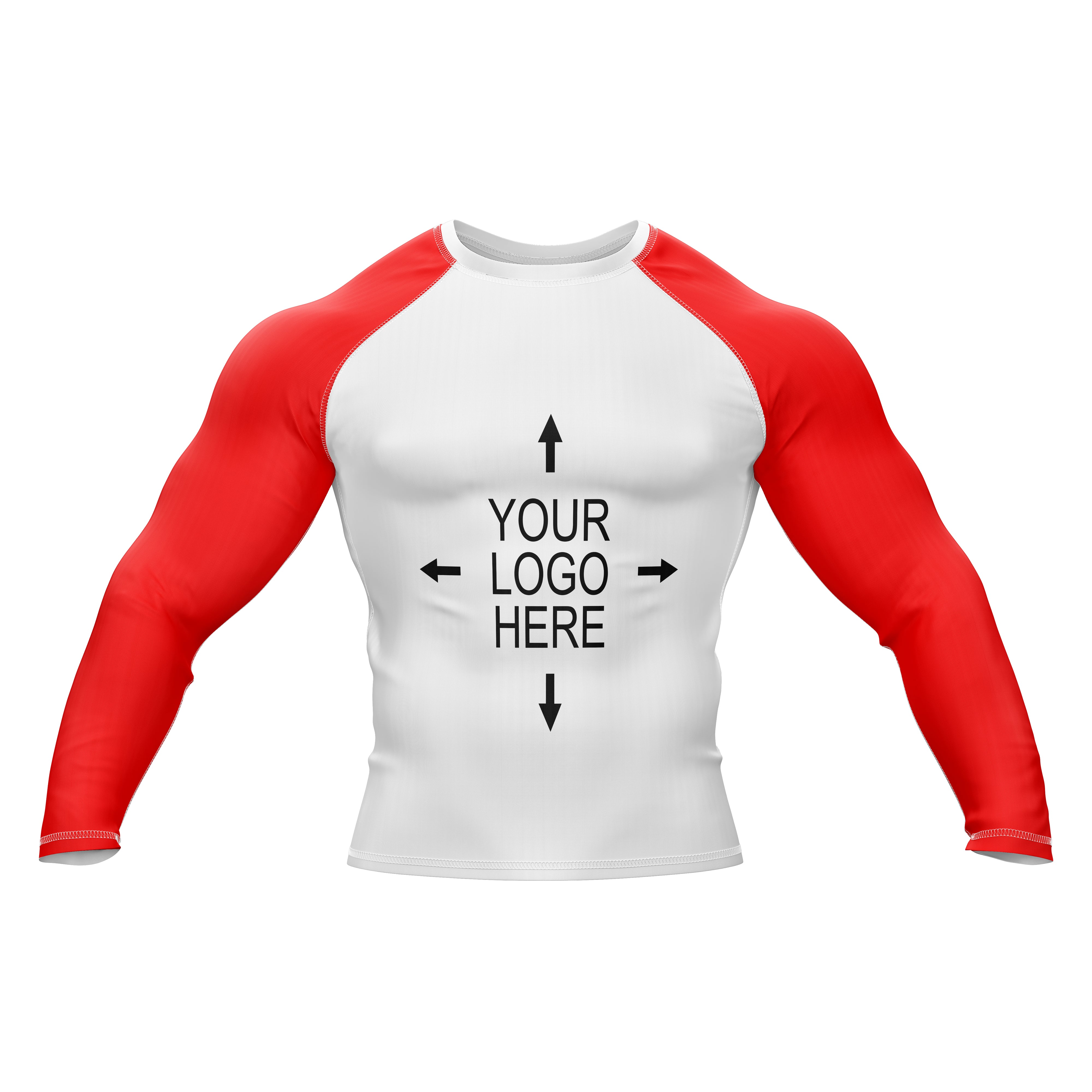 Customizable White and Red Compression Rashed Guard