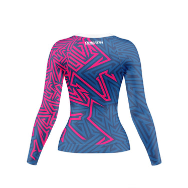 Abstract Geometric Compression Rash Guard For Women Long-Sleeve Shirts Combatra 