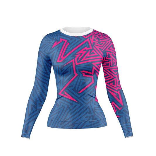 Abstract Geometric Compression Rash Guard For Women