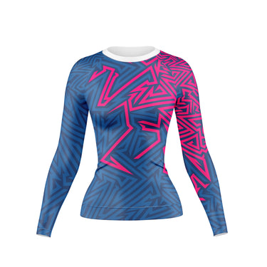 Abstract Geometric Compression Rash Guard For Women Long-Sleeve Shirts Combatra X-Small 