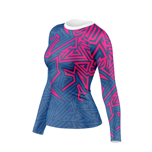 Abstract Geometric Compression Rash Guard For Women