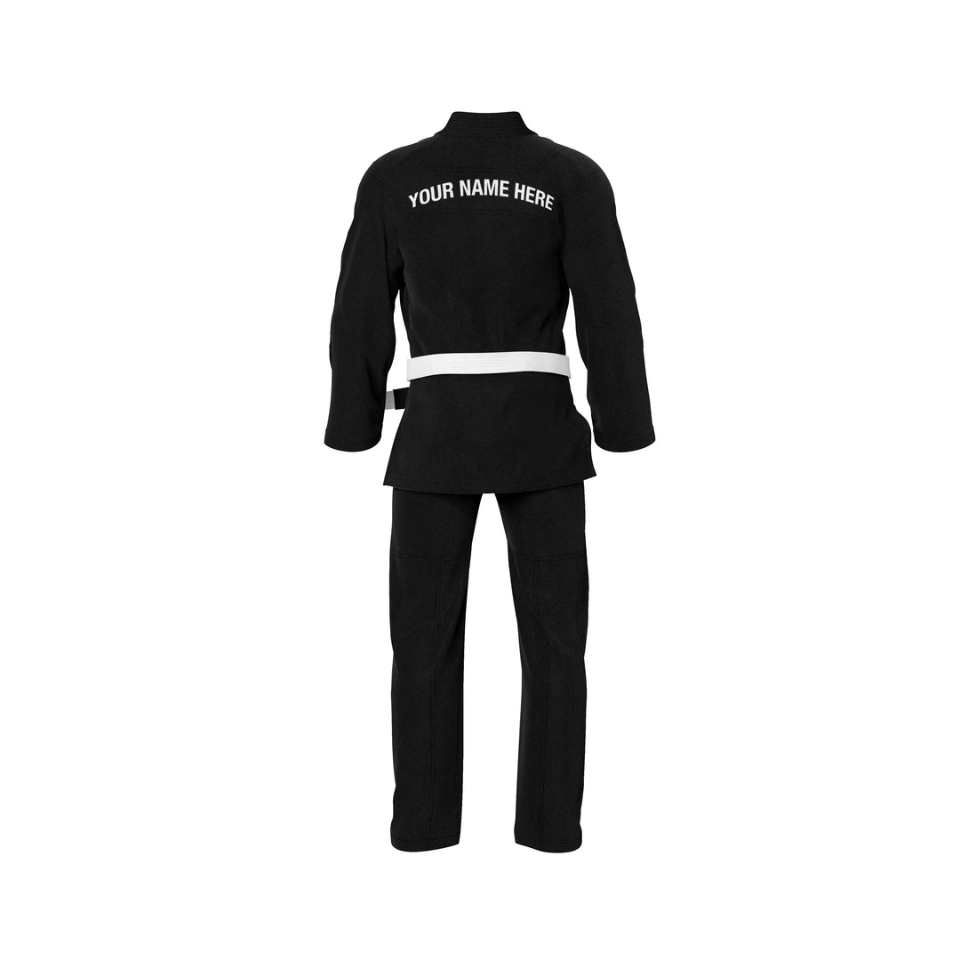 Combatra Plain Black Personalised BJJ Gi &amp; Custom Shirt Set