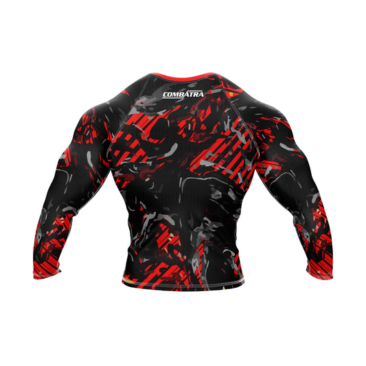 Abstract Red Camo Compression Rash Guard