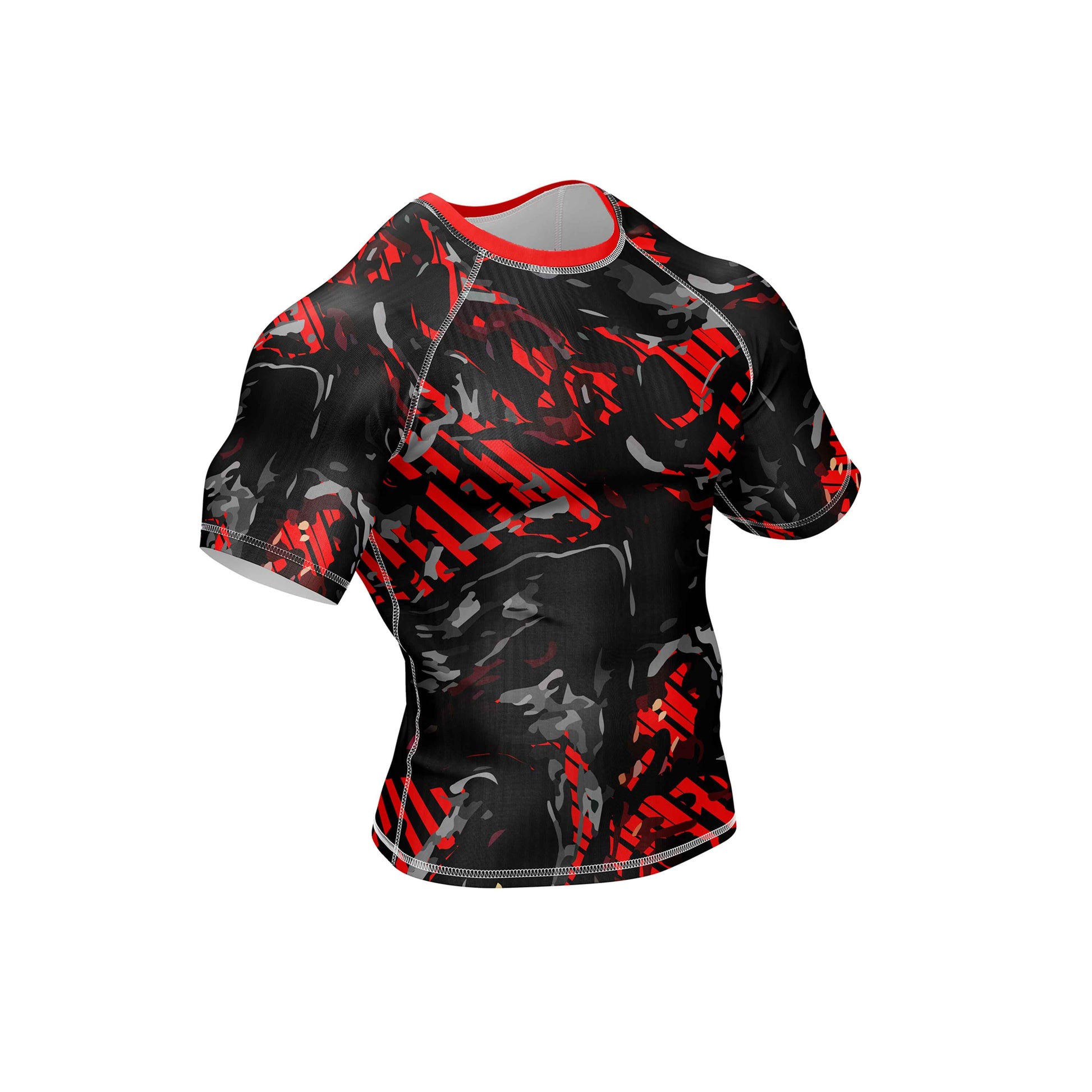Abstract Red Camo Compression Rash Guard