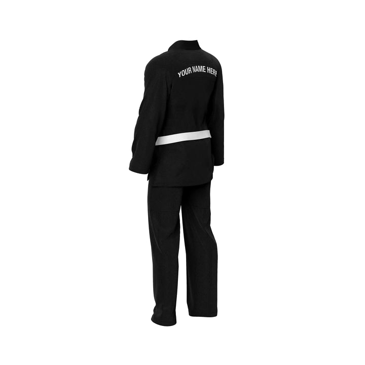 Combatra Plain Black Personalised BJJ Gi &amp; Custom Shirt Set