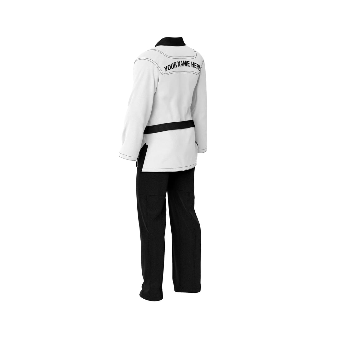 Combatra White &amp; Black Personalised BJJ Gi &amp; Custom Shirt Set