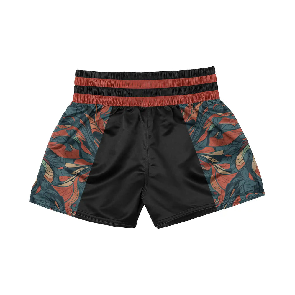 Feather Design Muay Thai Shorts back view | Combatra