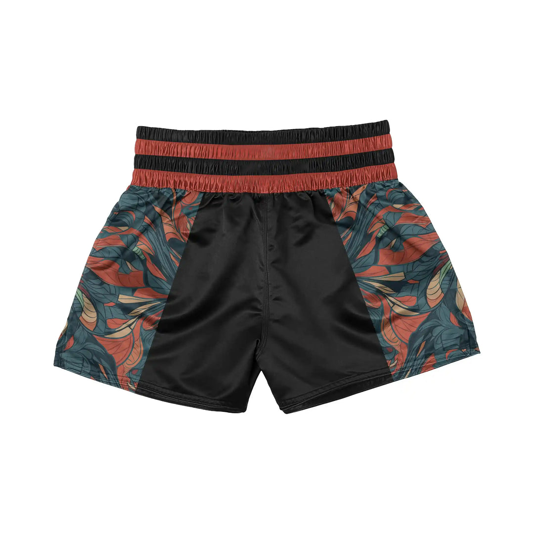 Feather Design Muay Thai Shorts back view | Combatra