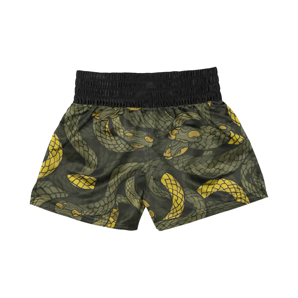 Abstract Snake Fury Muay Thai Shorts back view | Combatra