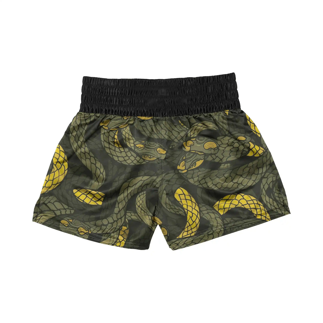 Abstract Snake Fury Muay Thai Shorts back view | Combatra