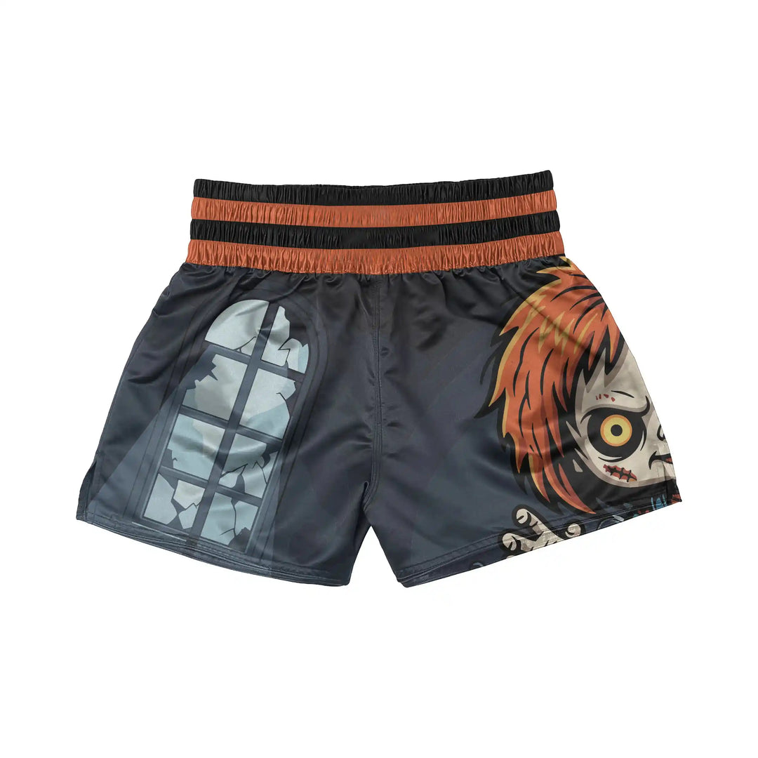 Creepy Doll Muay Thai Shorts back view | Combatra