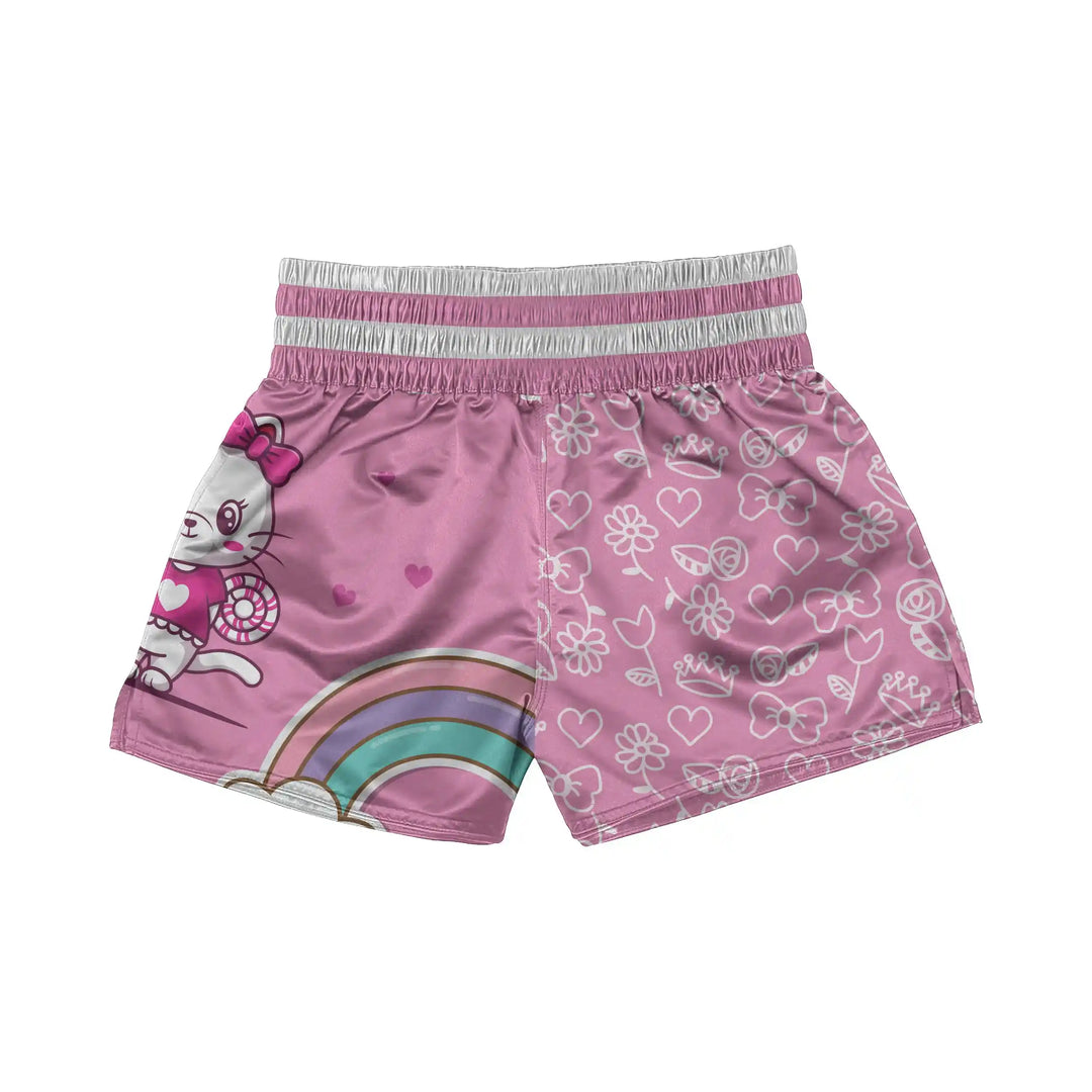 Cattified Rainbow Muay Thai Shorts back view | Combatra