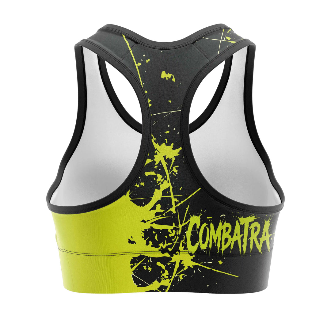 Green Chaos Mode Sports Bra back view | Combatra