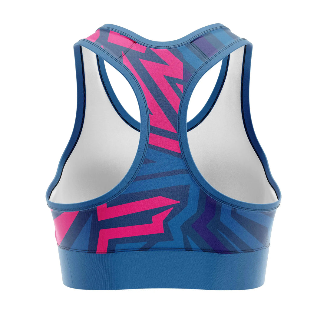 Abstract Geometric Sports Bra back view | Combatra