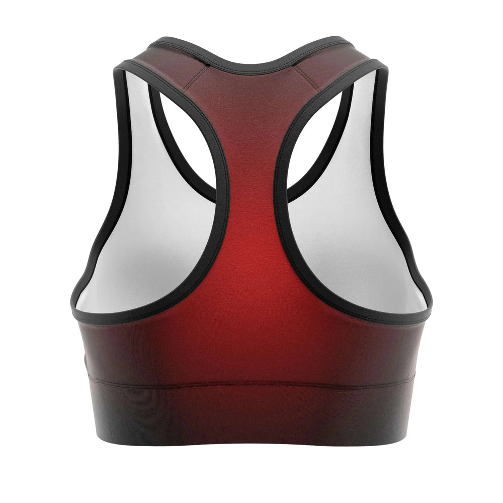 Wolf Flame Fight Sports Bra back view | Combatra