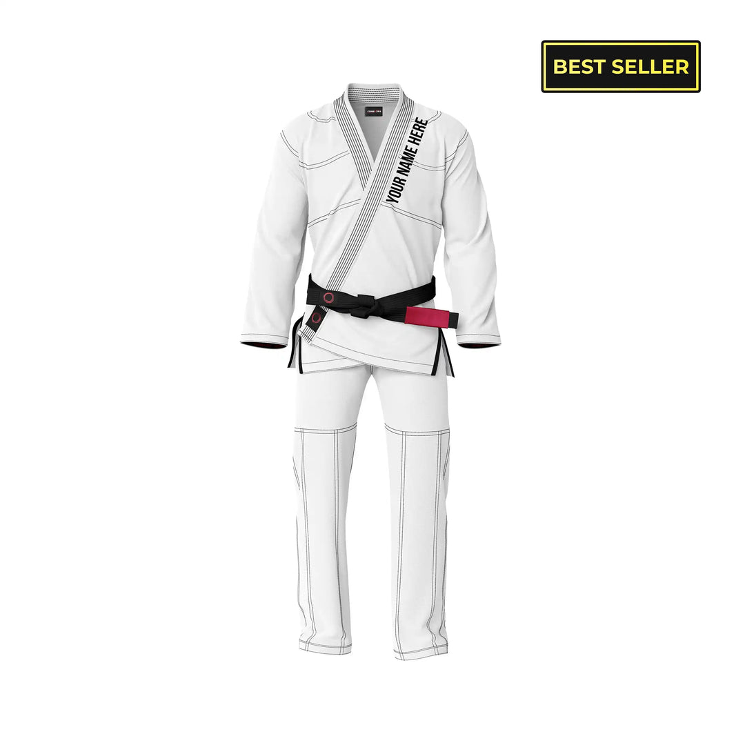 Combatra Alpha White Plain Personalised BJJ Gi Custom Brazilian Jiu Jitsu Gi