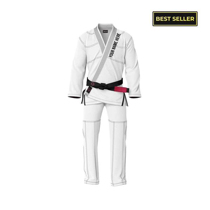 Combatra Alpha White Plain Personalised BJJ Gi Custom Brazilian Jiu Jitsu Gi