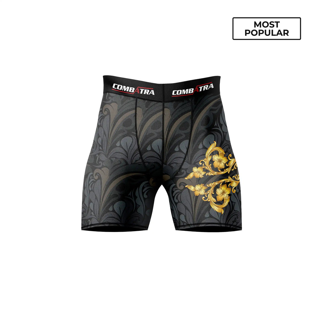 Combatra Golden Black Compression Shorts