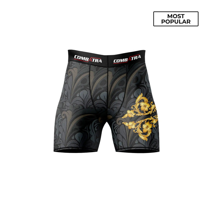 Combatra Golden Black Compression Shorts