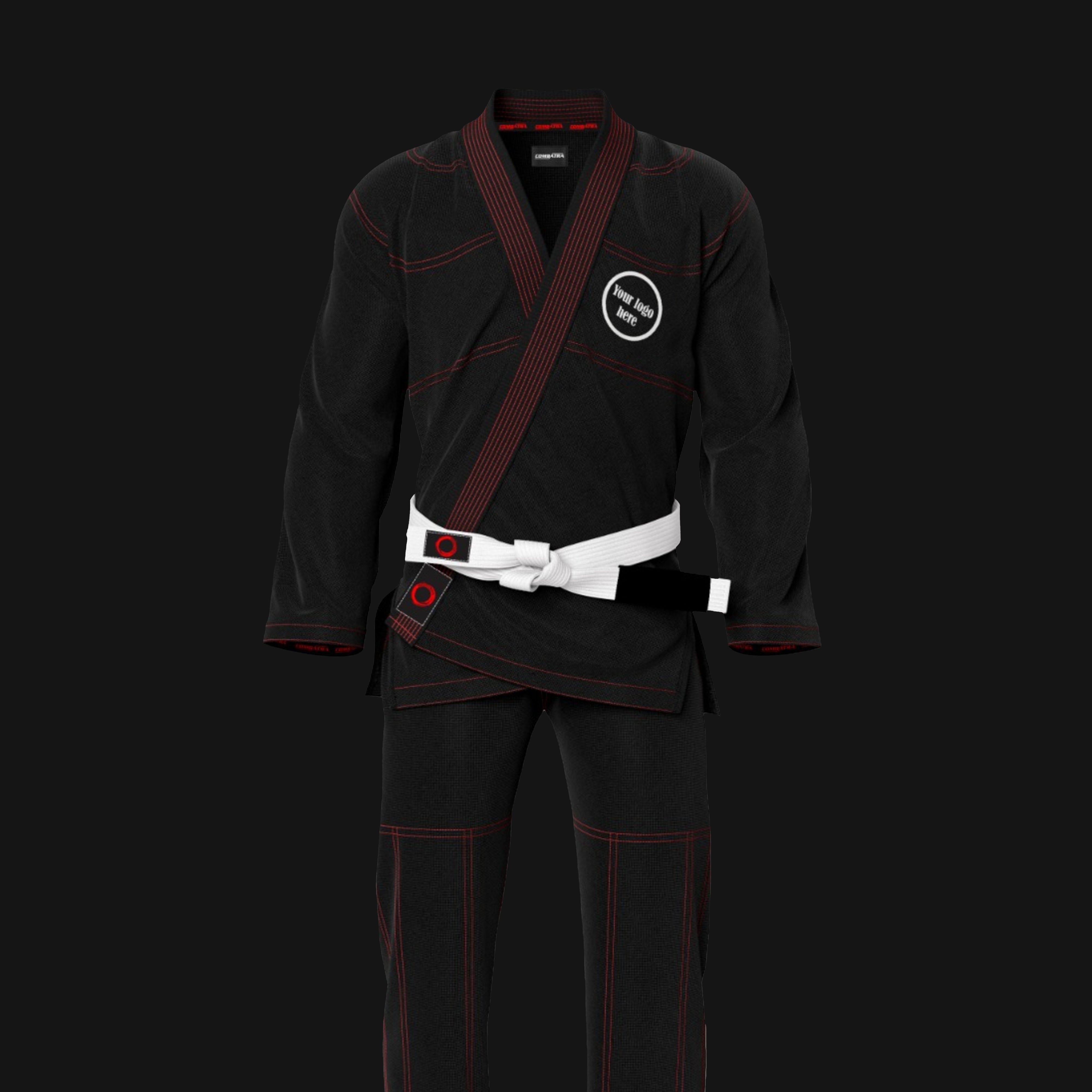 Custom Black Brazilian Jui Jitsu Gi with Red Threads