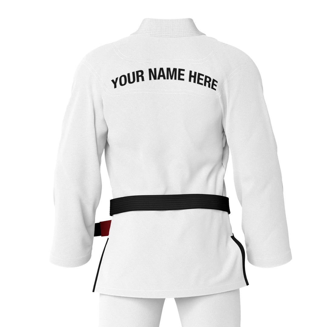 Combatra Plain White Personalised BJJ Gi &amp; Custom Shirt Set